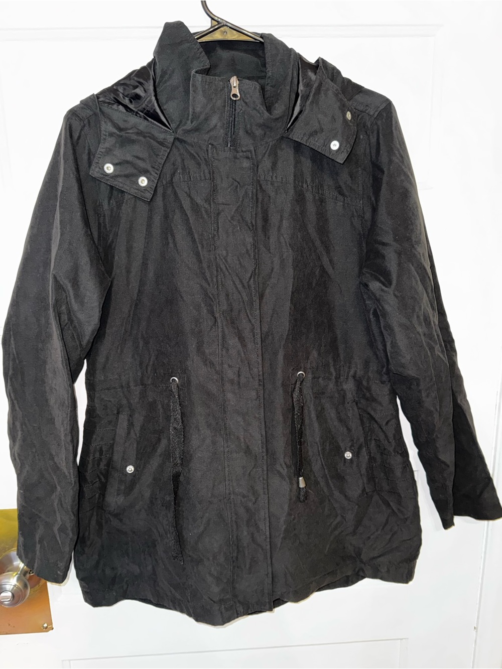 Black Women's Utility Anorak Jacket - Classic Midweight Coat